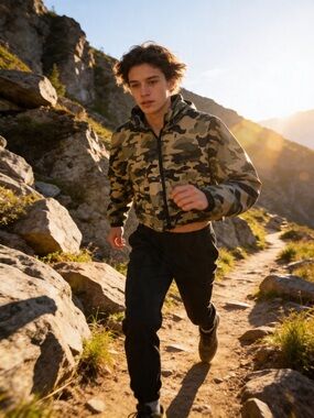 Zara Camouflage Green & Beige Bomber Jacket